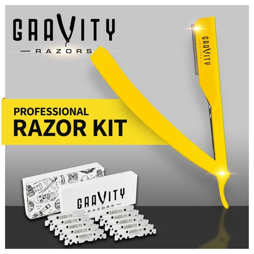 Miniatura 2 de Maquinilla de afeitar recta profesional - Kit de maquinilla de afeitar recta ultra expuesta con 10 cuchillas de gravedad premium, 0.079 in expuestas