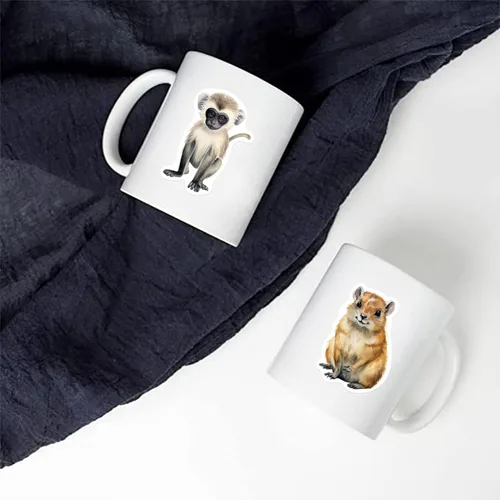 Miniatura 9 de Calcomanías geniales de animales salvajes para álbum de recortes, 50 calcomanías de vinilo impermeables de animales africanos para botellas de agua