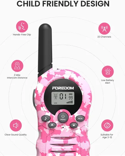Miniatura 3 de FOREDOM Walkie Talkies para niños Walkie Talkies de largo alcance para niños y niñas de 3 a 12 años Juguetes de cumpleaños geniales del ejército