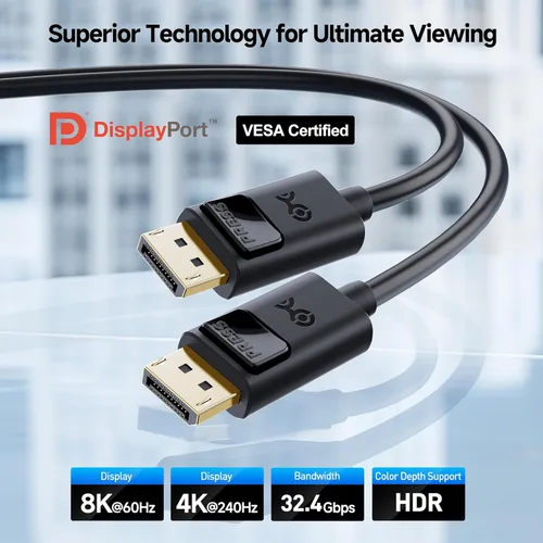 Miniatura 2 de Cable Matters [Certificado VESA] Cable DisplayPort 1.4 de 32.4 Gbps – 6 pies, compatible con 8K 60Hz, cable DisplayPort 4K 240Hz 1.4 con FreeSync