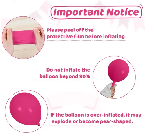 Miniatura 3 de Globos rosados y negros, 60 piezas de 12 pulgadas, color rosa intenso, rosa claro, negro, confeti, globos metálicos rosados para fiesta temática