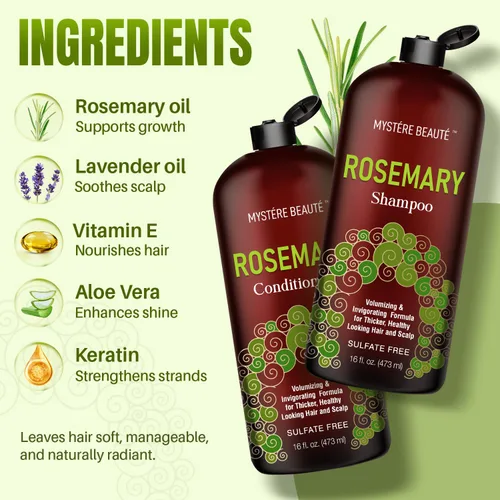 Miniatura 3 de Champú y acondicionador de romero para el crecimiento del cabello, sin sulfatos, aceite de romero orgánico Champú de Romero Para Crecimiento