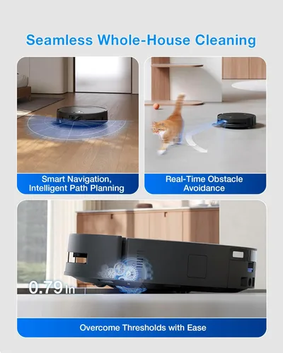 Miniatura 8 de ECOVACS DEEBOT T80S Omni Robot Aspirador y trapeador, succión de 24,800 Pa, mopa de rodillo OZMO de autolimpieza instantánea, mopa de elevación