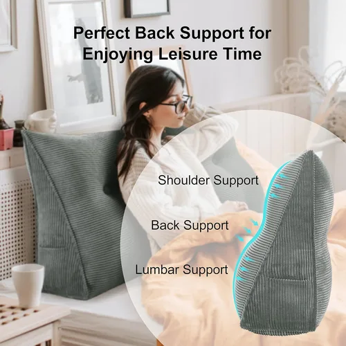 Miniatura 2 de WOWMAX - Almohada triangular para cabecero; almohada en forma de cuña para cabecero; almohada grande de refuerzo para cama, almohada