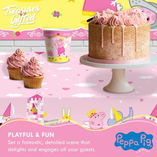 Miniatura 6 de Treasures Gifted Decoraciones de cumpleaños con licencia oficial de la princesa Peppa Pig – Sirve a 16 invitados – Juego de vajilla
