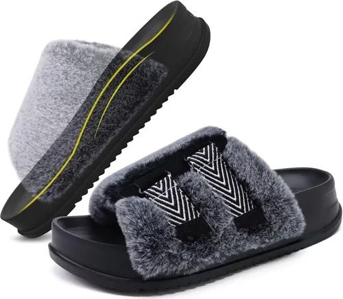 Miniatura 24 de KuaiLu Pantuflas ortopédicas para mujer con soporte de arco, sandalias acolchadas suaves para mujer, sandalias de moda con punta abierta, de piel