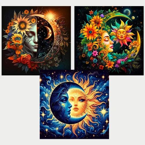 Miniatura 8 de Axquilon Kits de arte de diamantes para adultos, paquete de 3 kits de pintura de diamantes de vaca de las tierras altas para adultos, 5D redondo
