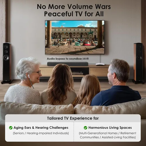 Miniatura 5 de SIMOLIO Auriculares inalámbricos de TV digital 2.4G con batería de repuesto para personas mayores, diálogo Clarity auriculares inalámbricos para ver