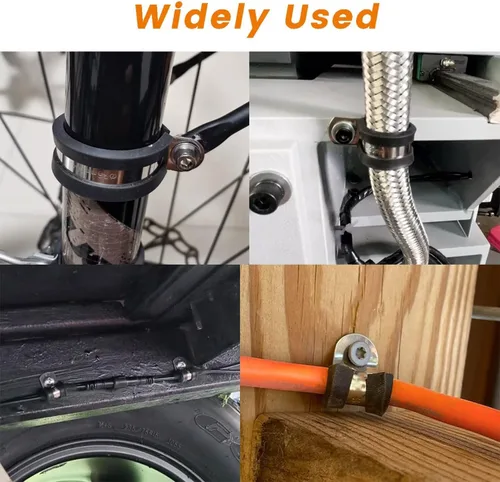 Miniatura 8 de 10 abrazaderas de cable de acero inoxidable 304 de 2 pulgadas con cojín recubierto de goma, abrazaderas de alambre aisladas para instalación