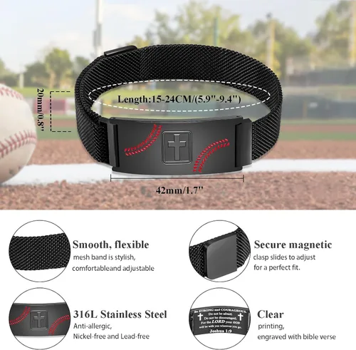 Miniatura 6 de Regalos de graduación, pulsera de fútbol, fútbol, baloncesto, béisbol, regalos de pulsera, pulseras de cruz de fe para hombres, bautismo, primera