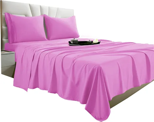 Miniatura 17 de Vacco Juego de sábanas tamaño Queen, sábanas y fundas de almohada de 4 piezas para hotel de lujo de la serie 1800, sábanas ultrasuaves