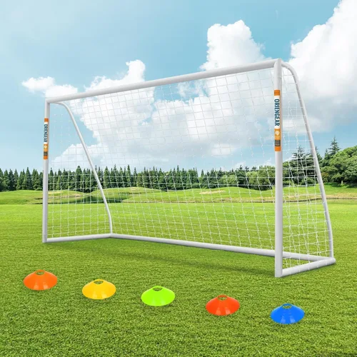 Miniatura 8 de ORIENGEAR Soccer Goal, 12x6/10x6.5/8x6/6x4 Full Size Soccer Goals for Backyard, Soccer Net with Training Discs, Portable Soccer Goal for Kids and