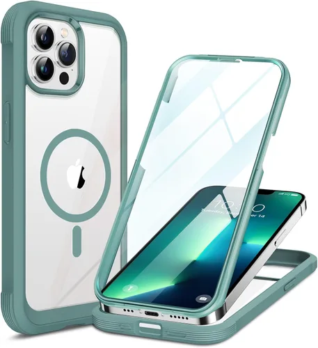 Miniatura 84 de Miracase Funda para iPhone 13 de 6.1 pulgadas, [sin burbujas] funda de teléfono de cuerpo completo con pantalla de vidrio completa integrada, sin