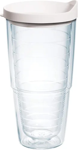 Miniatura 40 de Taza de viaje Tervis de doble pared transparente y colorida con tapa fabricada en Estados Unidos mantiene las bebidas frías y calientes, 24 onzas