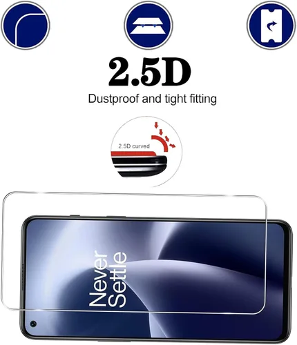 Miniatura 4 de [Paquete de 3+3] Protector de pantalla y protector de lente de cámara para OnePlus Nord 2T 5G, protector de pantalla de vidrio templado antiarañazos