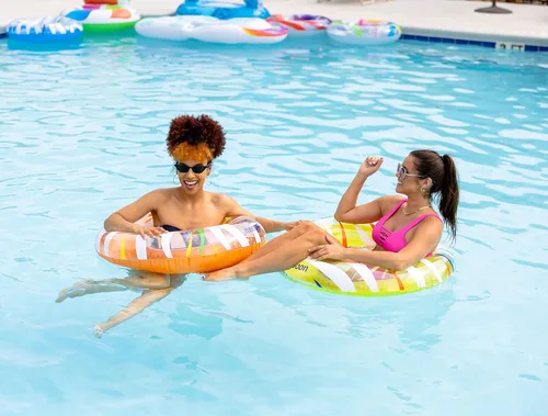 Miniatura 5 de Monsoon [Citrus] 2 flotadores de lujo para piscina, flotadores de tubo de playa, tubos de anillo Naranja Amarillo