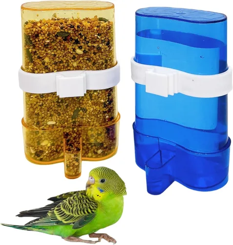 Miniatura 11 de Dispensador automático de agua para pájaros, comedero de agua de loro, contenedor de alimentos de semillas de pájaros, bebedero de periquitos
