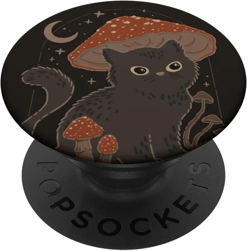 Lindo sombrero de hongo de gato cottagcore, estilo vintage, estilo grunge, PopSockets estándar PopGrip