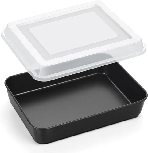 Miniatura 9 de P&P CHEF Molde para horno tostador con tapa, bandeja rectangular antiadherente para hornear y asar, núcleo de acero inoxidable y cubierta