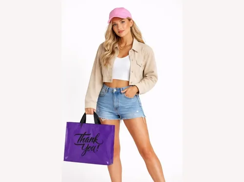Miniatura 7 de Infinite Pack Bolsas grandes de mercancía de agradecimiento con asa de lazo, bolsa de boutique brillante, refuerzo inferior de 3 pulgadas y 3 mil