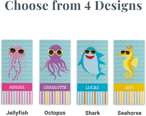 Miniatura 8 de Let's Make Memories - Toalla de playa personalizada para niños - Toalla de piscina única personalizada - Mezcla de algodón/poliéster - Tamaño Gafas