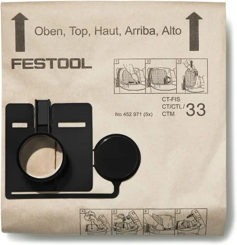 Miniatura 2 de Festool 452970 Bolsas de filtro de repuesto para extractor de polvo CT 22, paquete de 5