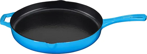 Miniatura 3 de Bruntmor Sartén de hierro fundido pre-sazonado azul de 12 pulgadas, sartén segura para horno de 12 pulgadas, juego de sartenes para parrilla