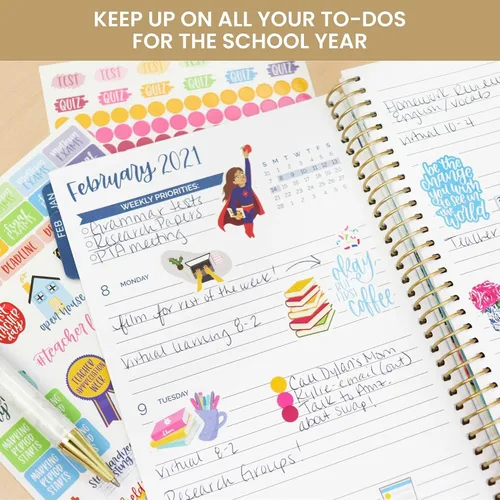 Miniatura 4 de bloom daily planners Paquete de calcomanías para planificador de profesores, calcomanías de planificación temática escolar para profesores