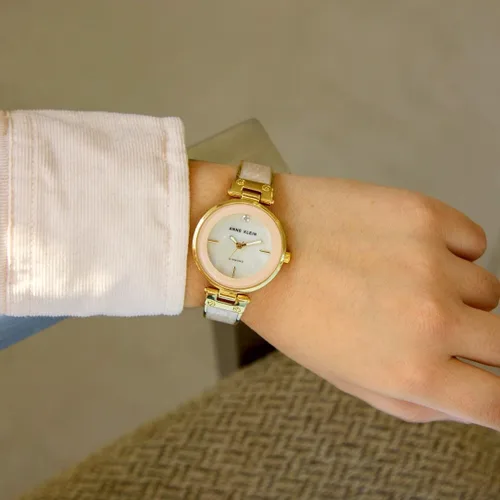 Miniatura 2 de Anne Klein - Reloj de brazalete con esfera de diamante auténtico para mujer Rosa claro / Dorado