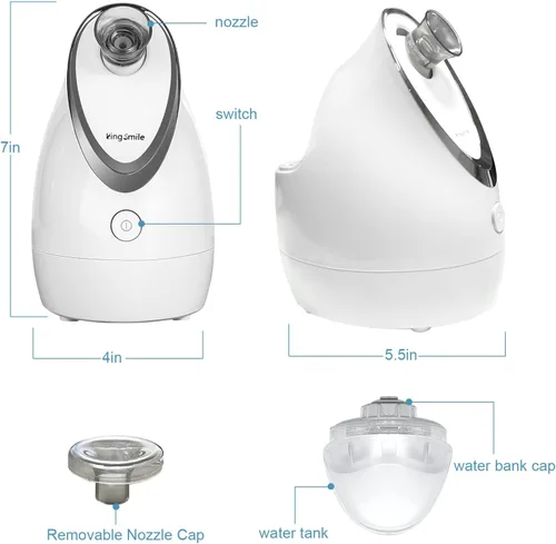 Miniatura 6 de Kingsmile Vaporizador facial, vaporizador facial 3 en 1 para cara, nanovaporizador compacto con aromaterapia, humidificador facial, boquilla