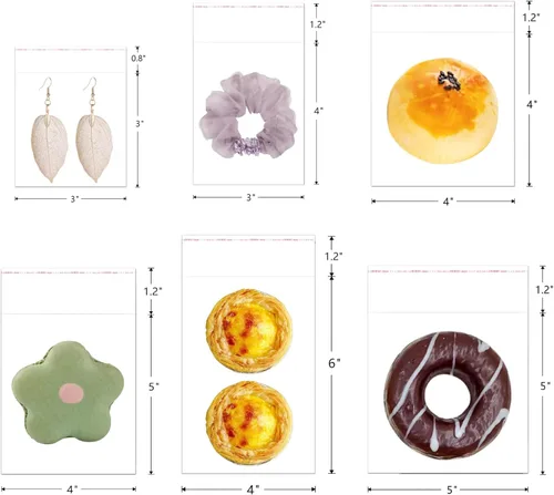 Miniatura 4 de Bolsas de plástico de celofán transparente de 4 x 6 pulgadas, 300 bolsas de celofán resellables, bolsas de polietileno OPP de cristal para galletas