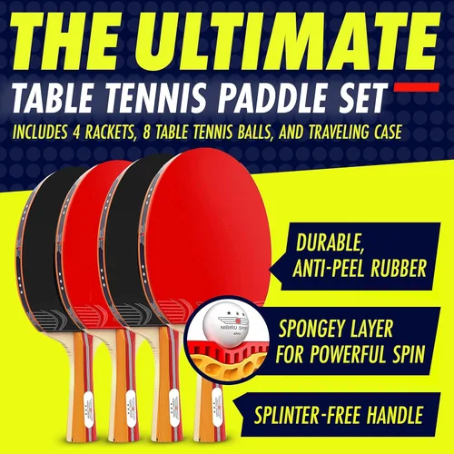 Miniatura 2 de NIBIRU SPORT Professional Ping Pong Paddle Sets, 2 Paddle or 4 Paddle Table Tennis Set with Tournament Quality Balls and Carry Bag/Storage Case