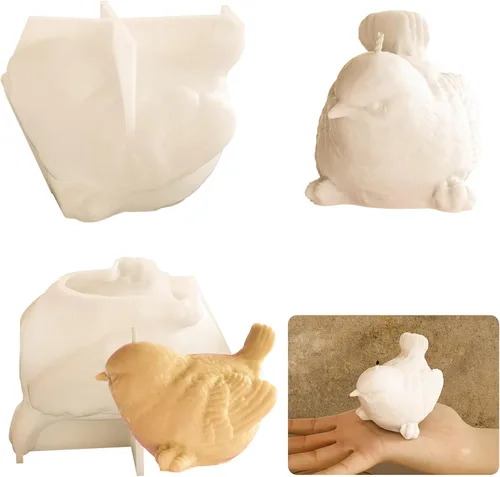 Miniatura 6 de Juego de moldes de resina y silicona para velas de animales y pájaros, molde de animales 3D para decoración del hogar y fabricación de velas