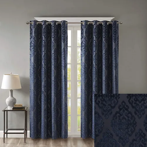 Miniatura 16 de Sun Smart Mirage - Cortina opaca para ventana (100 % de eliminación de luz), tela tejida de estilo jacquard, patrón damasco, con ojales, 50 x 84