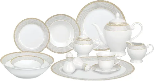 Miniatura 9 de Lorren Home Trends Juego de vajilla de porcelana de 57 piezas, Iris, servicio para 8