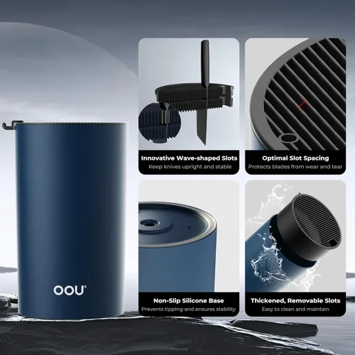Miniatura 3 de OOU Soporte Universal para Bloque de Cuchillos - Almacenamiento Redondo para Cuchillos de Cocina, Diseño Único de Ranuras para Proteger