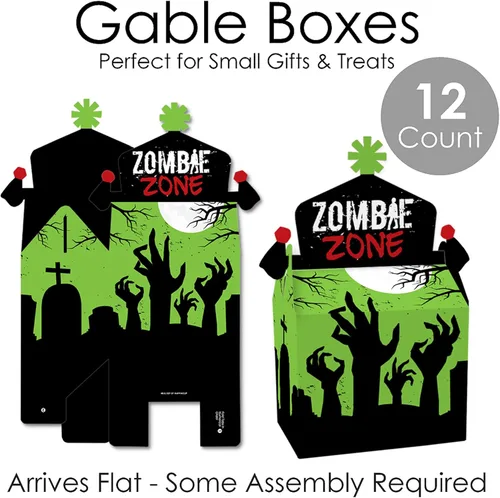 Miniatura 5 de Big Dot of Happiness Zombie Zone - Caja de golosinas para fiestas – Halloween o cumpleaños Zombie Crawl Party Goodie Gable Boxes – Juego de 12