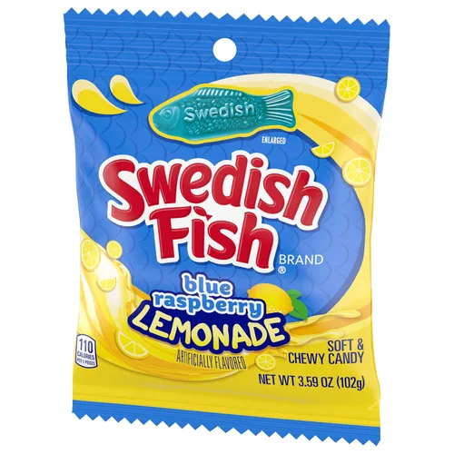 Miniatura 12 de SWEDISH FISH Caramelos suaves y masticables de limonada de frambuesa azul, caramelos a granel, bolsas de 12-3.59 onzas