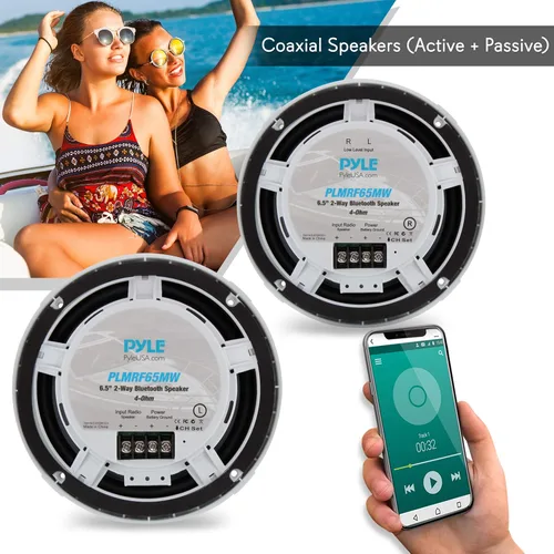 Miniatura 8 de Pyle Altavoces marinos duales de 6.5 pulgadas, altavoz amplificado impermeable y compatible con Bluetooth con transmisión inalámbrica y potencia