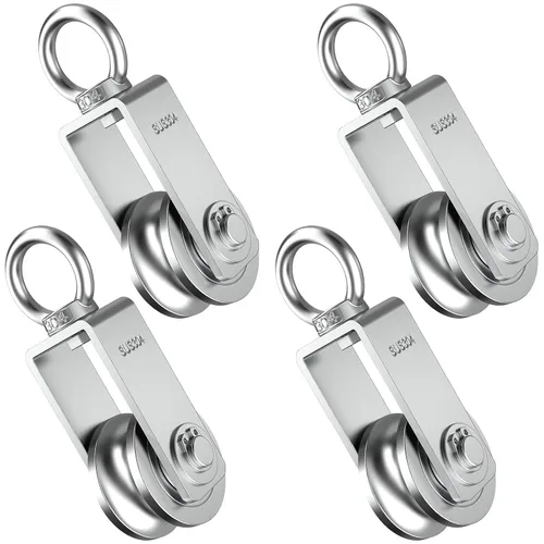 Miniatura 8 de Bloque de polea giratoria tipo U, poleas de acero inoxidable 304 para elevación de cable de cuerda de alambre, parte de equipo de gimnasio DIY