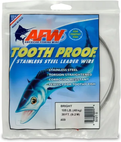 Miniatura 70 de AFW Alambre Líder Duro de Una Hebra de Acero Inoxidable a Prueba de Dientes - Brillante y Camuflaje para Tiburón, Barracuda, Caballa Real, Wahoo