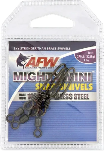 Miniatura 27 de American Fishing Wire Mighty Mini grúa giratoria, línea de pesca esencial, equipo de pesca compacto, giro de agua salada, giro de acero inoxidable