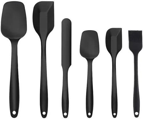 Juego de 6 espátulas de silicona resistentes al calor, raspador de silicona para tartas, utensilios para hornear. Juego de utensilios de cocina de