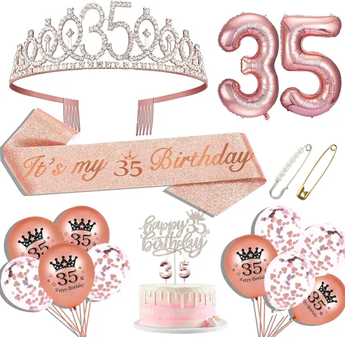 Miniatura 13 de Decoraciones de cumpleaños 90 para mujer, banda de cumpleaños 90, corona de cumpleaños 90, adorno para pastel de cumpleaños 90, globos, juego