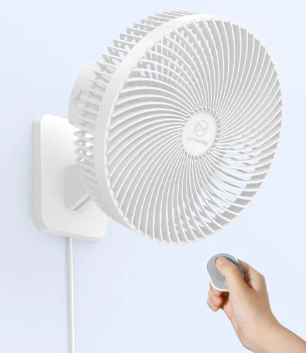 Miniatura 12 de LEMOISTAR Ventilador de pared pequeño de 8 pulgadas montado en la pared con control remoto, oscilación de 90°, 4 velocidades de alta velocidad, 8