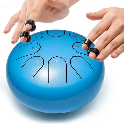 Miniatura 3 de Lronbird Tambor de lengua de acero, instrumento de percusión de 8 notas de 6 pulgadas para educación musical, meditación, relajación, calmante, Azul