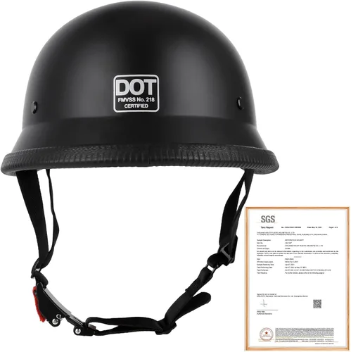 Miniatura 4 de Casco de motocicleta de estilo alemán, aprobado por DOT, para adultos, hombres y mujeres, casco de media carcasa con gafas, para bicicleta de calle