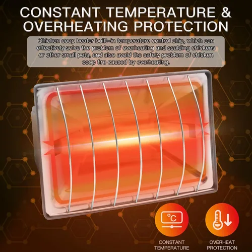 Miniatura 3 de Lámpara de calentador de gallinero de 250 W, lámpara de calor colgante de invierno para pollos incubadoras de pollos incubadoras de temperatura