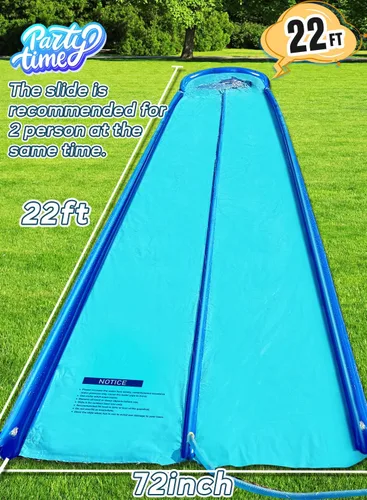 Miniatura 2 de Tobogán de agua para niños y adultos con rieles de protección inflables extragrandes y rociadores de agua de doble vía, diseño resistente y extra