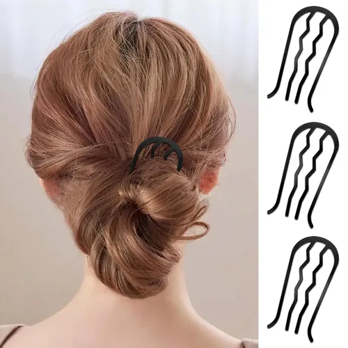 Miniatura 4 de YONOY 12 piezas de peines laterales de metal para cabello con clip para moño, herramientas de peinado en forma de U, fabricante de moños